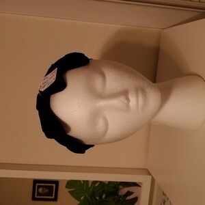 1950s Lucy Black Velvet Retro Bow Vintage Cocktail Hat Topper Pinup
